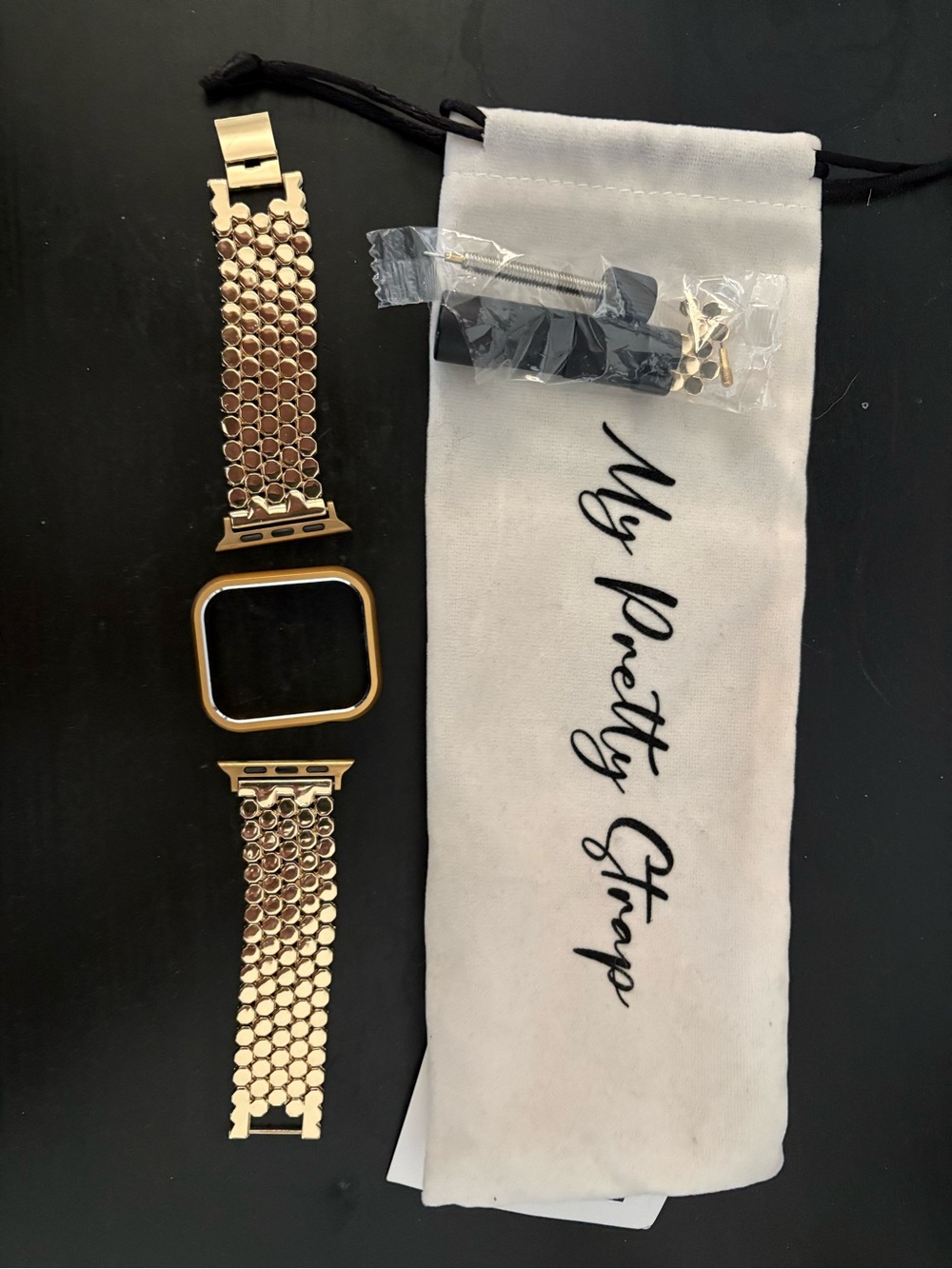 Gold Metal Mesh Watch Band with Frame - Women Accessories